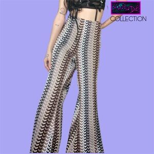 NWT Boho Hippie YiFu Fashion Sample Piece Woven Flared Pants in Brown